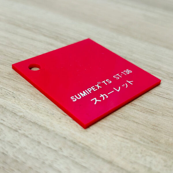 スミペックス TS キャスト板 色透明 2mm厚 1040×2040mm スカーレット ST-136 5枚入 (商品コード：010297)