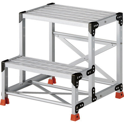 トラスコ TRUSCO アルミ製グレーチング作業用踏台 2段 H0.6m TSFGR-266 207-4508 (商品コード：157536)