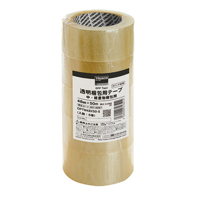 トラスコ TRUSCO 透明梱包用テープ 48mm×50m OPTM48X50-5 5巻入 207-2067 (商品コード：158856)