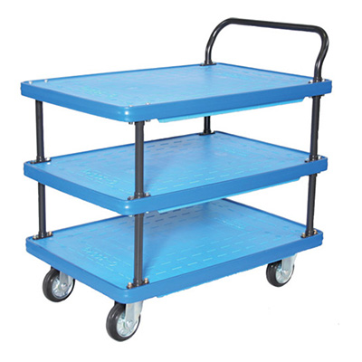 トラスコ TRUSCO MKP樹脂製運搬車 片袖3段タイプ ブルー MKP-308-B 855-5527 (商品コード：159797)