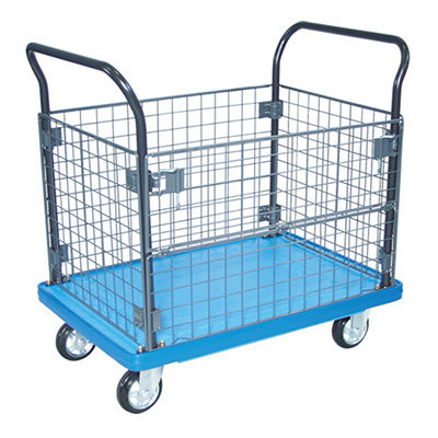 トラスコ TRUSCO MKP樹脂製運搬車 金網付両袖タイプ ブルー MKP-157-B 855-5507 (商品コード：159803)