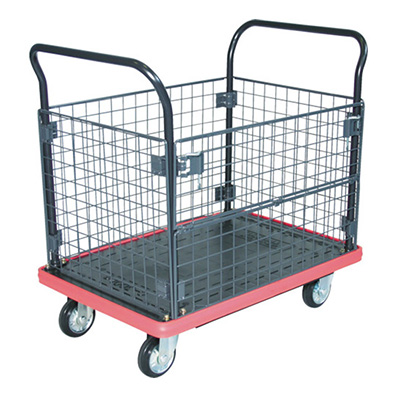 トラスコ TRUSCO MKP樹脂製運搬車 金網付両袖タイプ ブラック MKP-307 855-5493 (商品コード：159804)