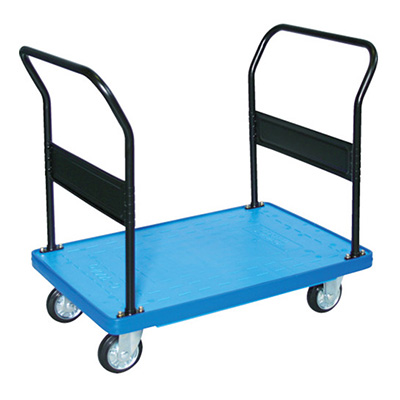 トラスコ TRUSCO MKP樹脂製運搬車 ゴムキャスター ブルー MKP-303-B 855-5521 (商品コード：159817)