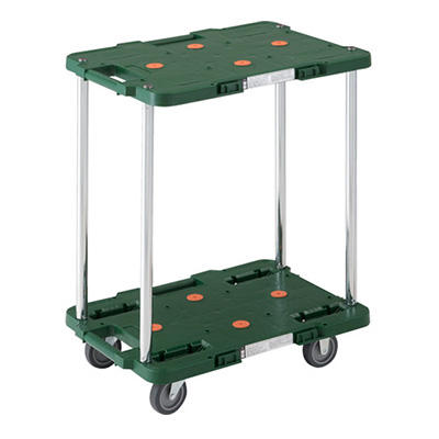 トラスコ TRUSCO 連結型樹脂製台車 ルートバン 2段式 グリーン MPB-502-GN 414-4201 (商品コード：160346)