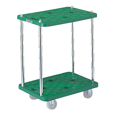 トラスコ TRUSCO 樹脂製平台車 ルートバン 2段式 グリーン MP-502 504-2542 (商品コード：160349)