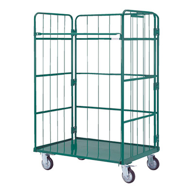 トラスコ TRUSCO 鋼製カゴ車 ハイテナー 床板スチール製 THT-13C 512-4166 (商品コード：160570)