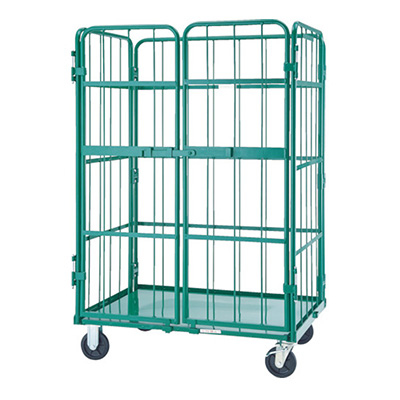 トラスコ TRUSCO 鋼製カゴ車 ハイテナー 床板スチール製・観音扉付 THT-5CK 855-5484 (商品コード：160581)