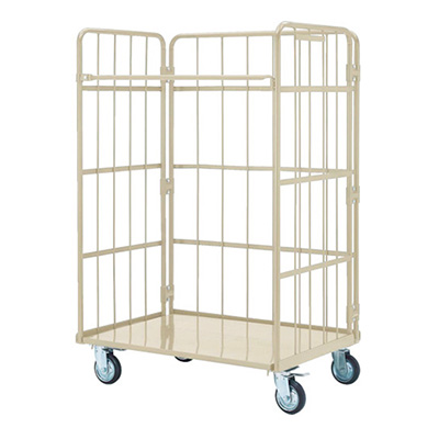 トラスコ TRUSCO 鋼製カゴ車 ハイテナー 床板スチール製 THT-13C-IV 454-0247 (商品コード：160582)