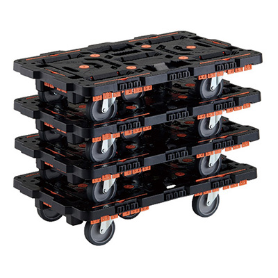 トラスコTRUSCO ビートル 平台車・収納式柵付 BT700KJ5-E100-M4 4台入り 206-3377 (商品コード：160682)