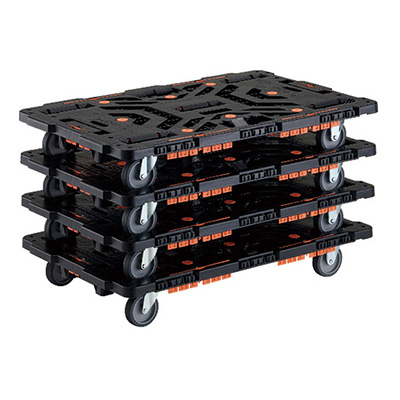 トラスコTRUSCO ビートル 平台車・収納式柵付 BT900KJ3-E100-M4 4台入り 206-3375 (商品コード：160685)