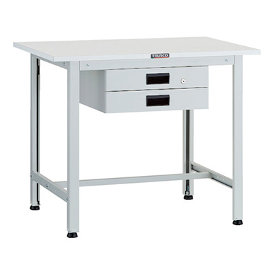 トラスコ TRUSCO 軽量作業台 薄型2段引出し付 ホワイト 900×600×740mm AO-0960UDK2 125-9123 (商品コード：160850)