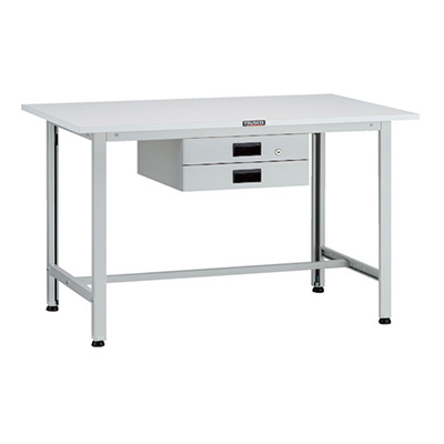 トラスコ TRUSCO 軽量作業台 薄型2段引出し付 ホワイト 1200×750×740mm AO-1275UDK2 125-9142 (商品コード：160851)