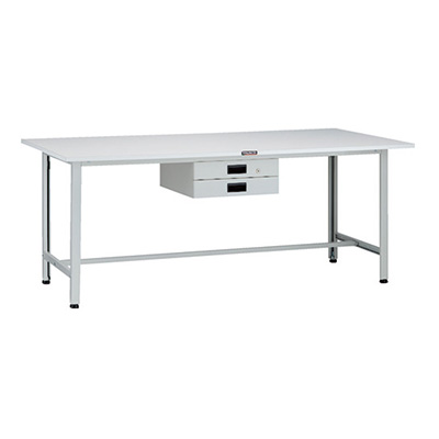 トラスコ TRUSCO 軽量作業台 薄型2段引出し付 ホワイト 1800×900×740mm AO-1890UDK2 125-9166 (商品コード：160852)