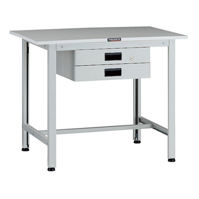 トラスコ TRUSCO 軽量作業台 薄型2段引出し付 ホワイト 900×600×740mm AOR-0960UDK2 137-1701 (商品コード：160853)