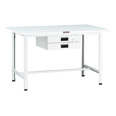 トラスコ TRUSCO 軽量作業台 薄型2段引出し付 ホワイト 1200×750×740mm AOR-1275UDK2 137-1704 (商品コード：160854)