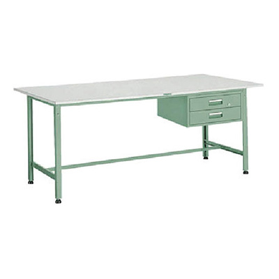 トラスコ TRUSCO 軽量作業台 2段引出し付 グリーン 900×600×740mm RAE-0960F2 278-4513 (商品コード：160940)