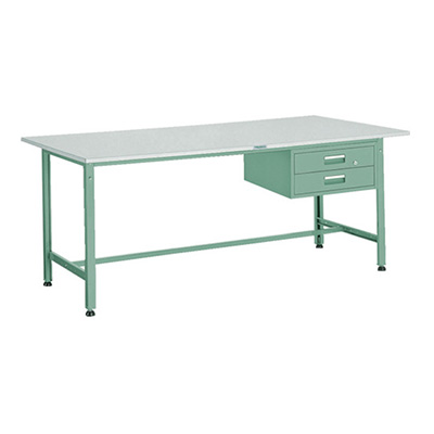 トラスコ TRUSCO 軽量作業台 2段引出し付 グリーン 1800×900×740mm RAE-1809F2 278-4611 (商品コード：160941)