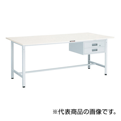 トラスコ TRUSCO 軽量作業台 2段引出し付 ホワイト 1800×900×740mm AE-1809F2 W 466-7212 (商品コード：160945)