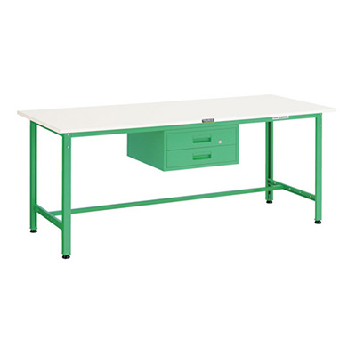 トラスコ TRUSCO 軽量作業台 2段引出し付 ヤンググリーン 1800×900×740mm AE-1809F2 YG 466-7221 (商品コード：160957)
