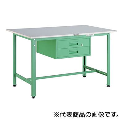 トラスコ TRUSCO 軽量作業台 2段引出し付 ヤンググリーン 900×600×740mm RAE-0960F2 YG 467-1708 (商品コード：160958)