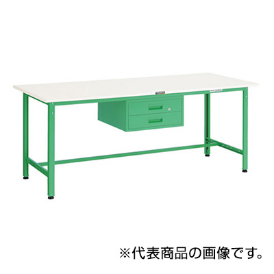トラスコ TRUSCO 軽量作業台 2段引出し付 ヤンググリーン 1800×900×740mm RAE-1809F2 YG 467-2160 (商品コード：160959)