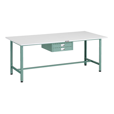トラスコ TRUSCO 軽量作業台 薄型2段引出し付 グリーン 1800×900×740mm AE-1809UDC2 183-3856 (商品コード：160961)