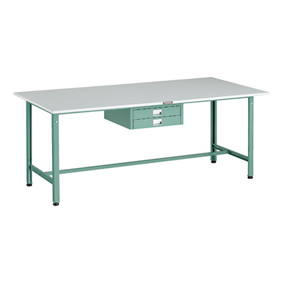 トラスコ TRUSCO 軽量作業台 薄型2段引出し付 グリーン 1800×900×740mm RAE-1809UDC2 183-3868 (商品コード：160963)
