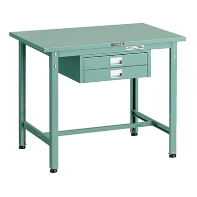 トラスコ TRUSCO 軽量作業台 薄型2段引出し付 グリーン 900×600×740mm SAE-0960UDC2 183-3872 (商品コード：160964)