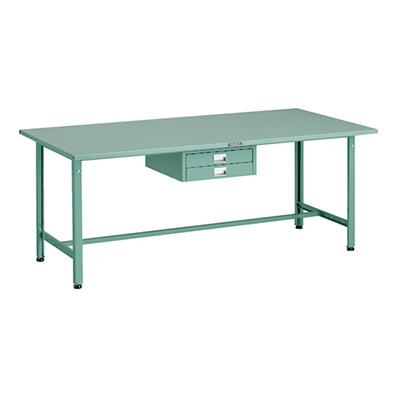 トラスコ TRUSCO 軽量作業台 薄型2段引出し付 グリーン 1800×900×740mm SAE-1809UDC2 183-3845 (商品コード：160965)
