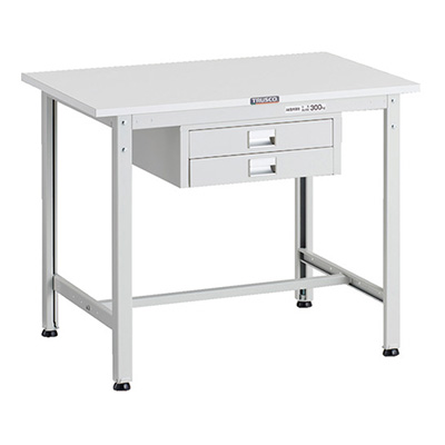 トラスコ TRUSCO 軽量作業台 薄型2段引出し付 ホワイト 900×600×740mm AE-0960UDC2 W 183-3850 (商品コード：160966)