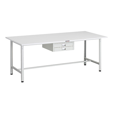 トラスコ TRUSCO 軽量作業台 薄型2段引出し付 ホワイト 1800×900×740mm AE-1809UDC2 W 183-3858 (商品コード：160967)