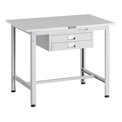 トラスコ TRUSCO 軽量作業台 薄型2段引出し付 ホワイト 900×600×740mm RAE-0960UDC2 W 183-3862 (商品コード：160968)