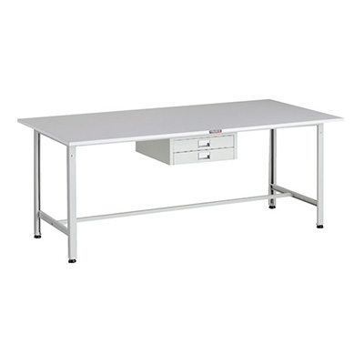 トラスコ TRUSCO 軽量作業台 薄型2段引出し付 ホワイト 1800×900×740mm RAE-1809UDC2 W 183-3870 (商品コード：160969)