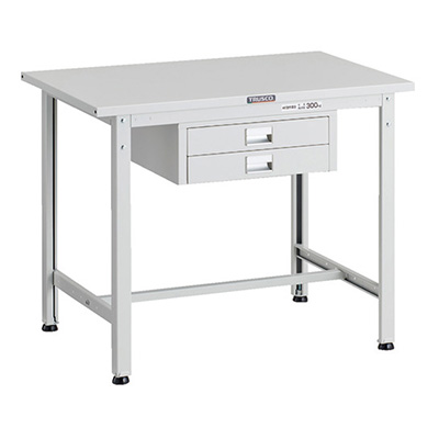 トラスコ TRUSCO 軽量作業台 薄型2段引出し付 ホワイト 900×600×740mm SAE-0960UDC2 W 183-3874 (商品コード：160970)