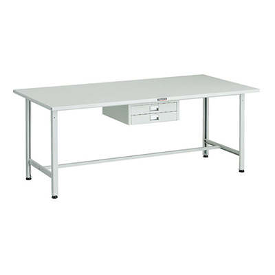 トラスコ TRUSCO 軽量作業台 薄型2段引出し付 ホワイト 1800×900×740mm SAE-1809UDC2 W 183-3847 (商品コード：160971)
