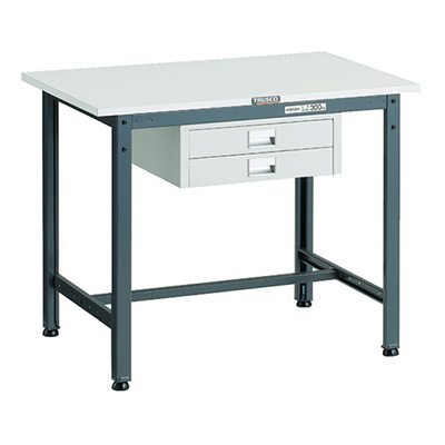 トラスコ TRUSCO 軽量作業台 薄型2段引出し付 ダークグレー 900×600×740mm AE-0960UDC2 DG 183-3849 (商品コード：160972)