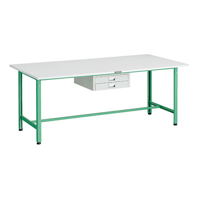 トラスコ TRUSCO 軽量作業台 薄型2段引出し付 ヤンググリーン 1800×900×740mm AE-1809UDC2 YG 183-3859 (商品コード：160979)