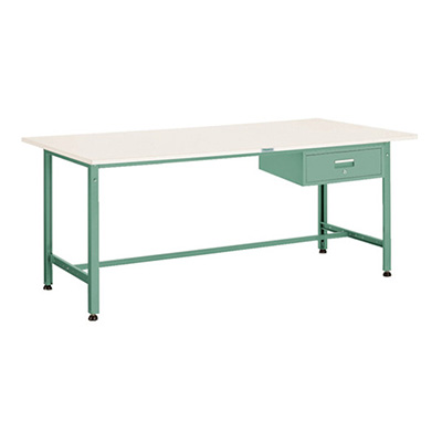 トラスコ TRUSCO 軽量作業台 1段引出し付 グリーン 1800×900×740mm AE-1809F1 500-8492 (商品コード：160995)