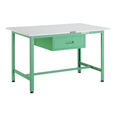 トラスコ TRUSCO 軽量作業台 1段引出し付 ヤンググリーン 900×600×740mm AE-0960F1 YG 466-6747 (商品コード：161012)