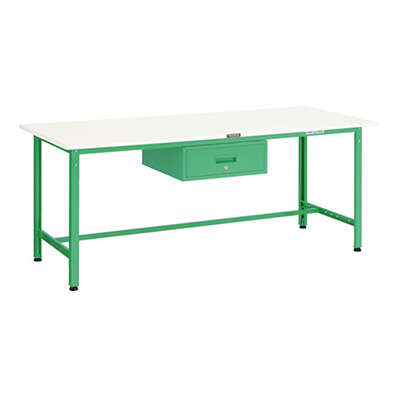 トラスコ TRUSCO 軽量作業台 1段引出し付 ヤンググリーン 1800×900×740mm AE-1809F1 YG 466-7204 (商品コード：161013)