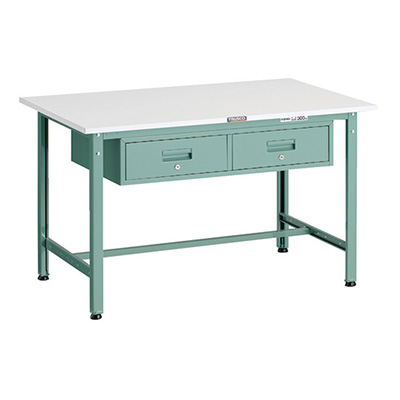 トラスコ TRUSCO 軽量作業台 2列1段引出し付 グリーン 1200×750×740mm AE-1200FL2 287-1106 (商品コード：161038)