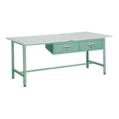 トラスコ TRUSCO 軽量作業台 2列1段引出し付 グリーン 1800×900×740mm AE-1809FL2 287-1173 (商品コード：161039)
