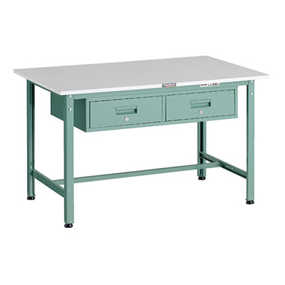 トラスコ TRUSCO 軽量作業台 2列1段引出し付 グリーン 1200×750×740mm RAE-1200FL2 183-3889 (商品コード：161040)
