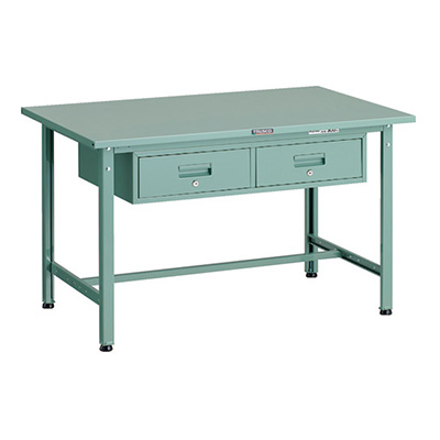 トラスコ TRUSCO 軽量作業台 2列1段引出し付 グリーン 1200×750×740mm SAE-1200FL2 183-3899 (商品コード：161042)