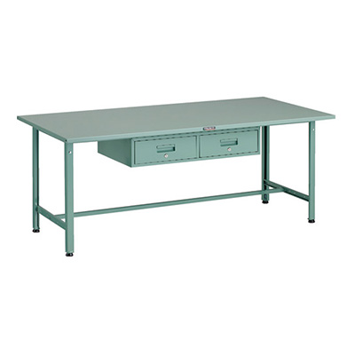 トラスコ TRUSCO 軽量作業台 2列1段引出し付 グリーン 1800×900×740mm SAE-1809FL2 289-1506 (商品コード：161043)