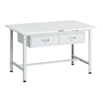 トラスコ TRUSCO 軽量作業台 2列1段引出し付 ホワイト 1200×750×740mm AE-1200FL2 W 183-3881 (商品コード：161044)