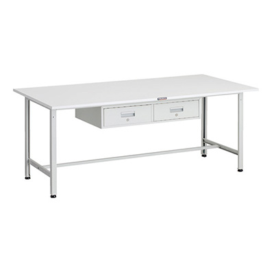 トラスコ TRUSCO 軽量作業台 2列1段引出し付 ホワイト 1800×900×740mm AE-1809FL2 W 183-3887 (商品コード：161045)