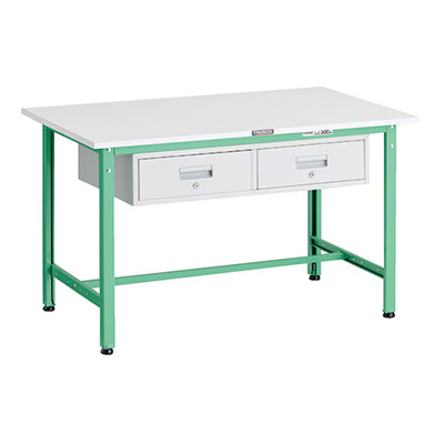 トラスコ TRUSCO 軽量作業台 2列1段引出し付 ヤンググリーン 1200×750×740mm AE-1200FL2 YG 183-3882 (商品コード：161056)