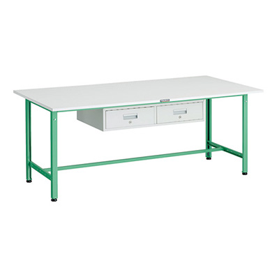 トラスコ TRUSCO 軽量作業台 2列1段引出し付 ヤンググリーン 1800×900×740mm AE-1809FL2 YG 183-3888 (商品コード：161057)