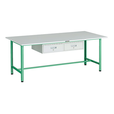 トラスコ TRUSCO 軽量作業台 2列1段引出し付 ヤンググリーン 1800×900×740mm RAE-1809FL2 YG 183-3898 (商品コード：161059)